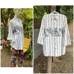 Vintage Oversized Zebra Button Down Shirt Size Large